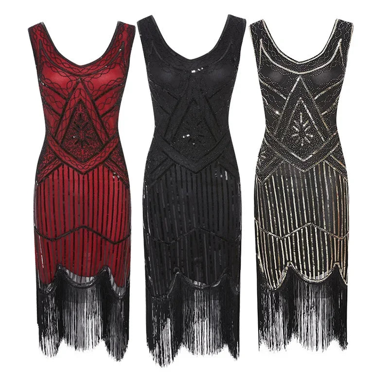 Women Party Dress 1920 s Great Gatsby Flapper Vestidos Sequin Bead