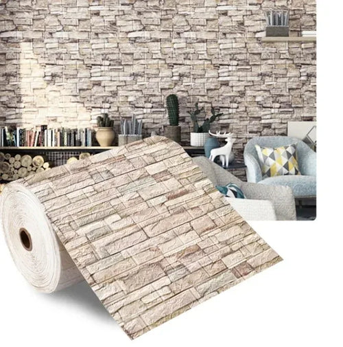 3D Self-Adhesive Wallpaper Continuous Waterproof Brick Wall Stickers
