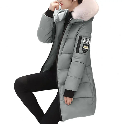 2024 New Winter Coat Women's Jacket Fur Neckline Long Basic Coats