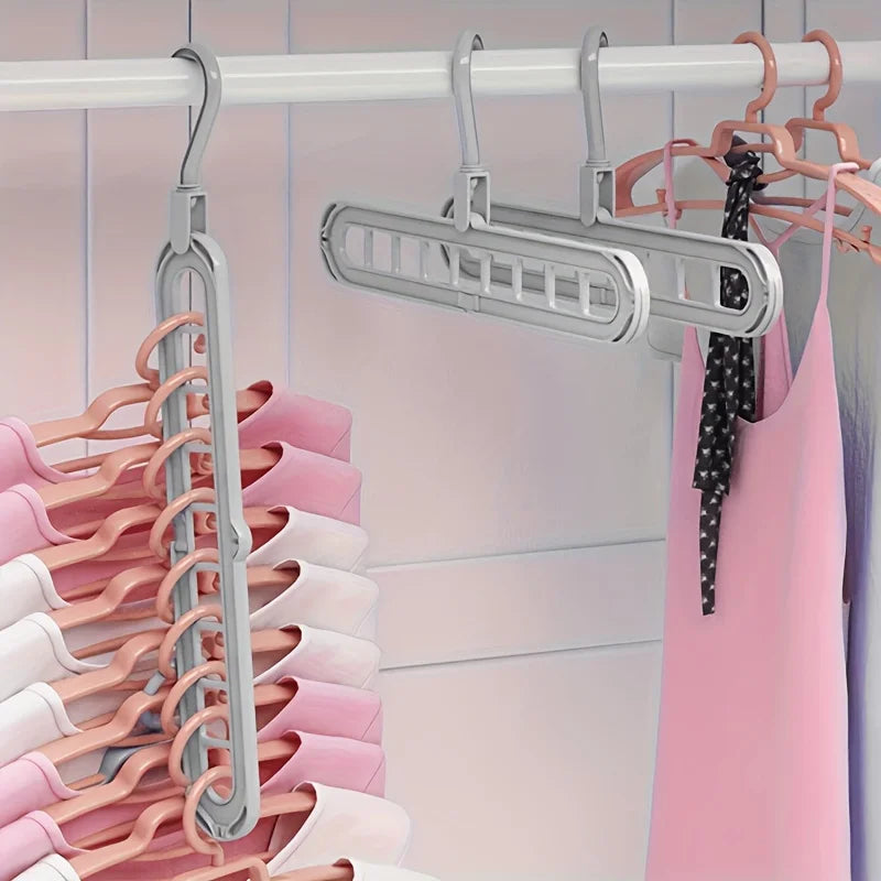 3pcs, Plastic 9-Hole Foldable Hangers, Heavy Duty Space Saving Clothes
