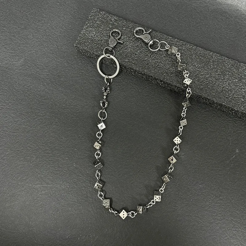 Vintage Punk Dice Pants Waist Chain Men Cool Jeans Chain Keychain