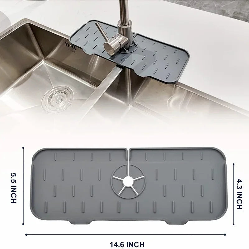 Kitchen Silicone Faucet Absorbent Mat Sink Splash Catcher Countertop