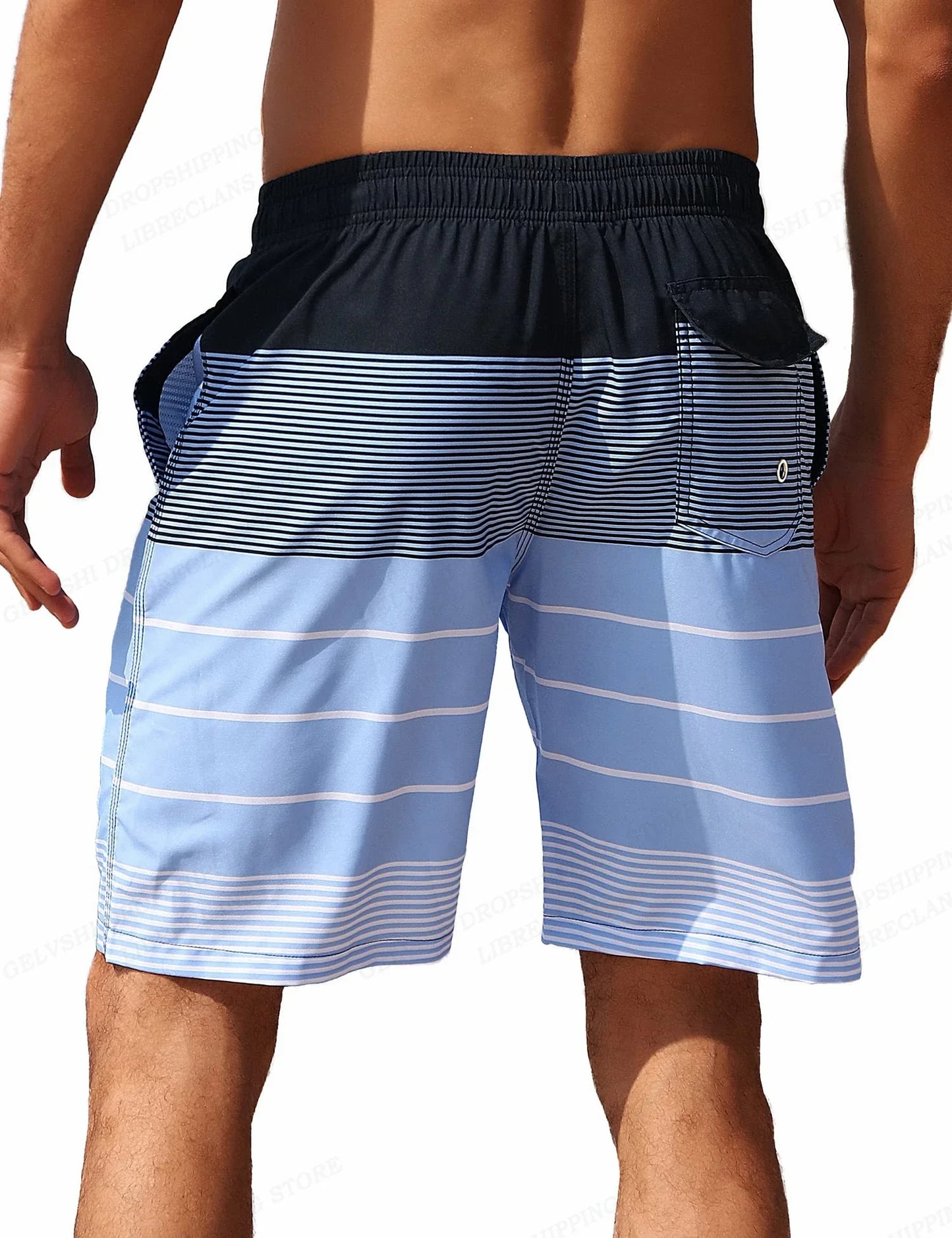 Striped Beach Shorts Men Fashion Swimwear Board Shorts Trunk Gym
