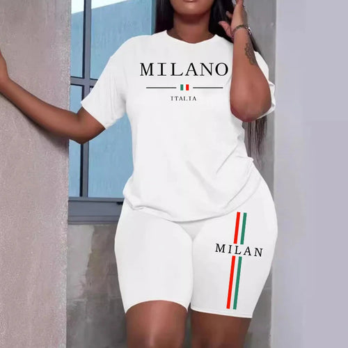 Womens Tracksuit Summer Casual Sport T-Shirts Suit Soft Comfortable