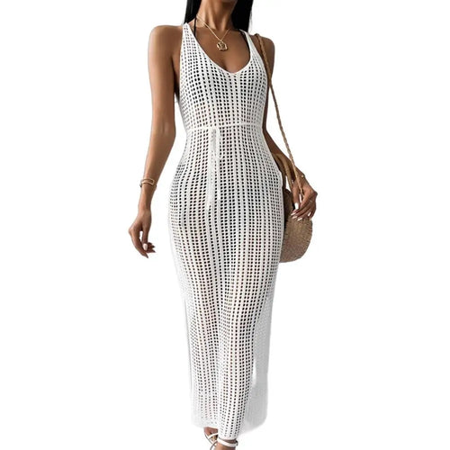 New Sexy S - 3XL Fringe Tassel Knitted Crochet Tunic Beach Cover Up