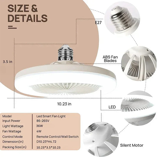 Smart 3-in-1 Ceiling Fan with Remote Control Lighting Lamp E27