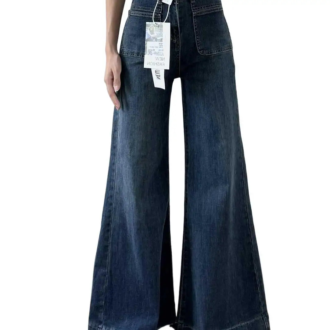 Women's Autumn New Fashion Retro Micro-flared Jeans, Solid Color