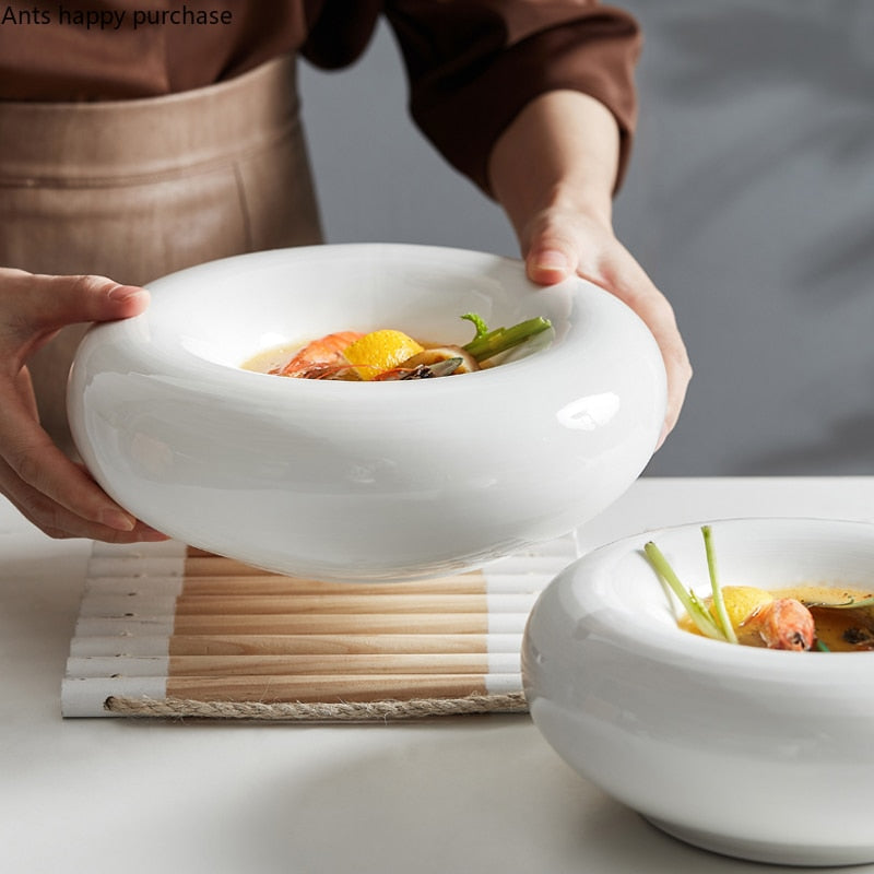 White Ceramic Dinner Plate Restaurant Decoration Tableware Dishes