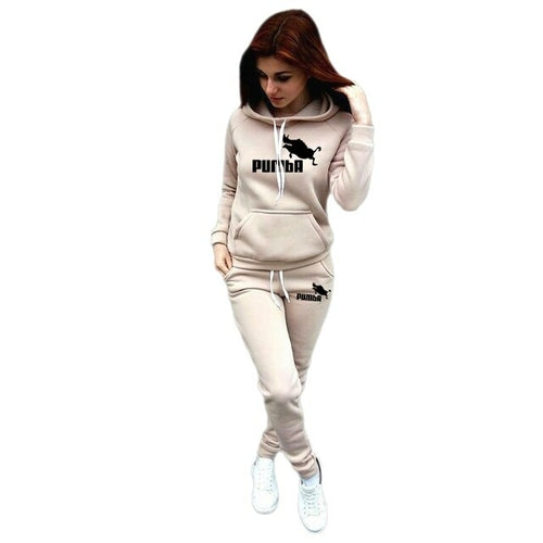 Woman Tracksuit Two Piece Set Winter Warm Hoodies+Pants Pullovers
