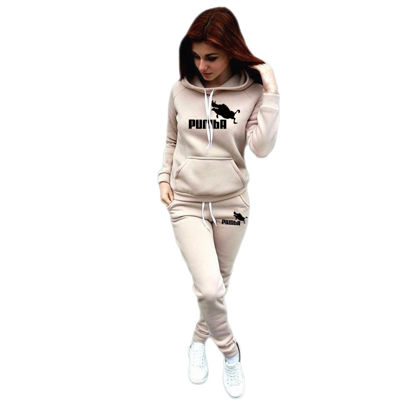 Woman Tracksuit Two Piece Set Winter Warm Hoodies+Pants Pullovers