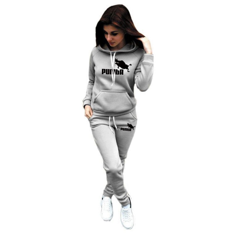 Woman Tracksuit Two Piece Set Winter Warm Hoodies+Pants Pullovers