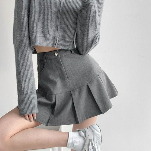 Y2K Vintage High Waist Pleated Skirt Women College Style Uniforms