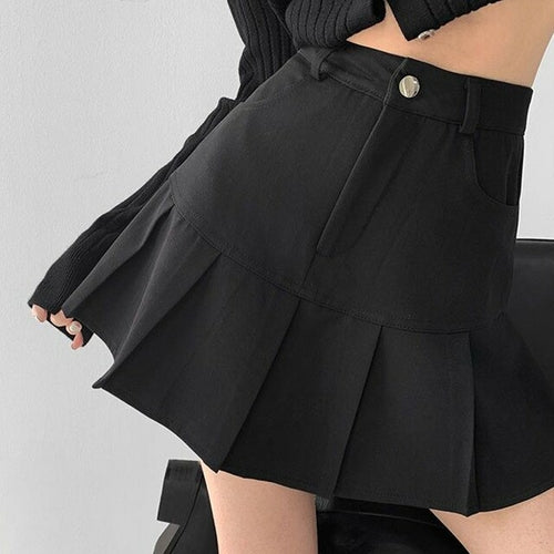 Y2K Vintage High Waist Pleated Skirt Women College Style Uniforms