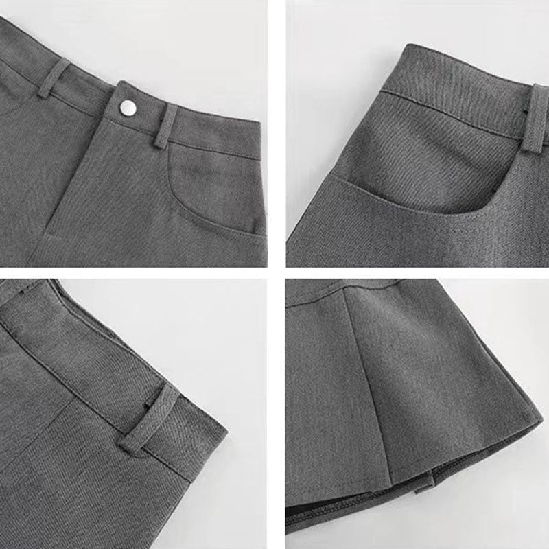 Y2K Vintage High Waist Pleated Skirt Women College Style Uniforms