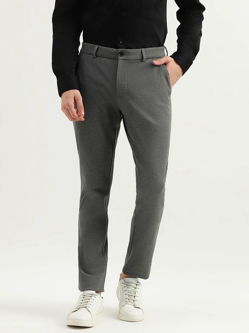 Solid Mid Rise Slim Fit Trousers