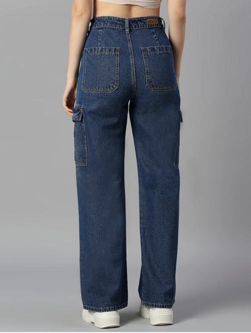 Women's Cotton High Rise Denim Jeans(Size34)(Colorblue)
