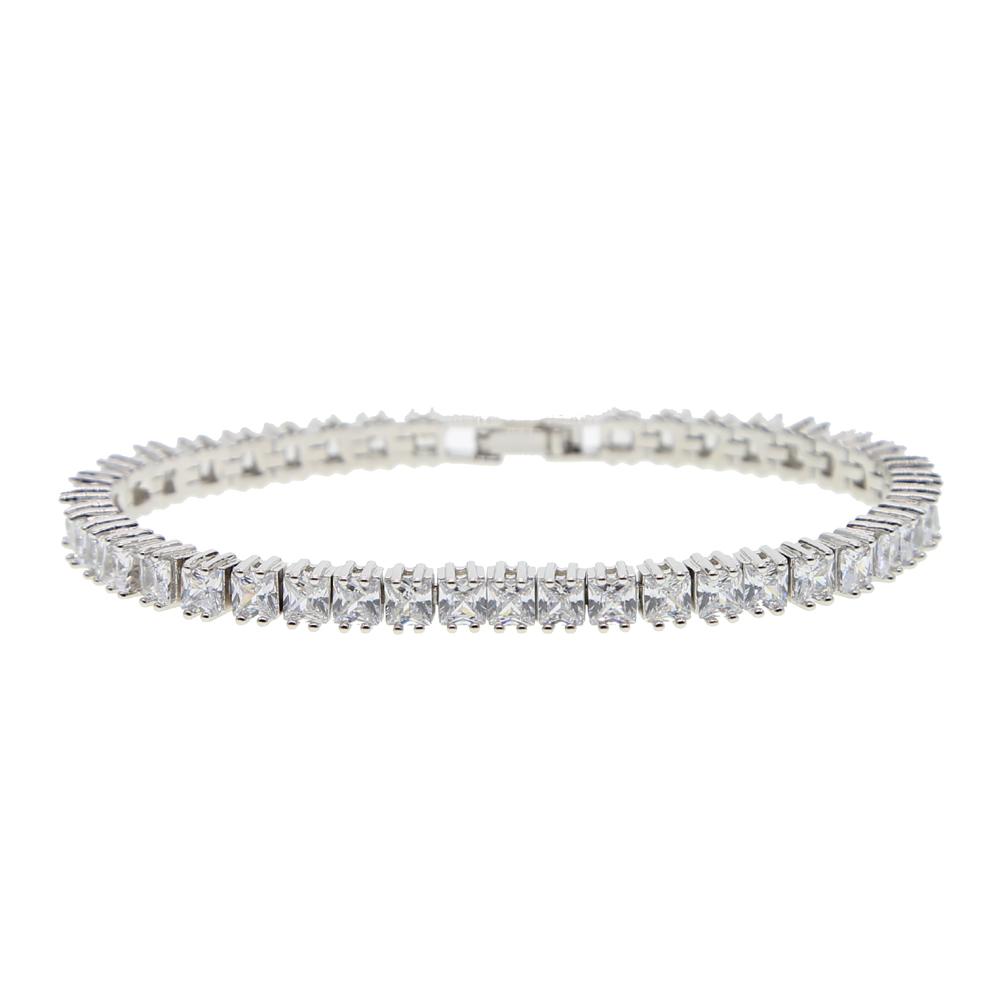 fashion sqaure cz paved tennis bracelet bangle for men hip hop jewelry