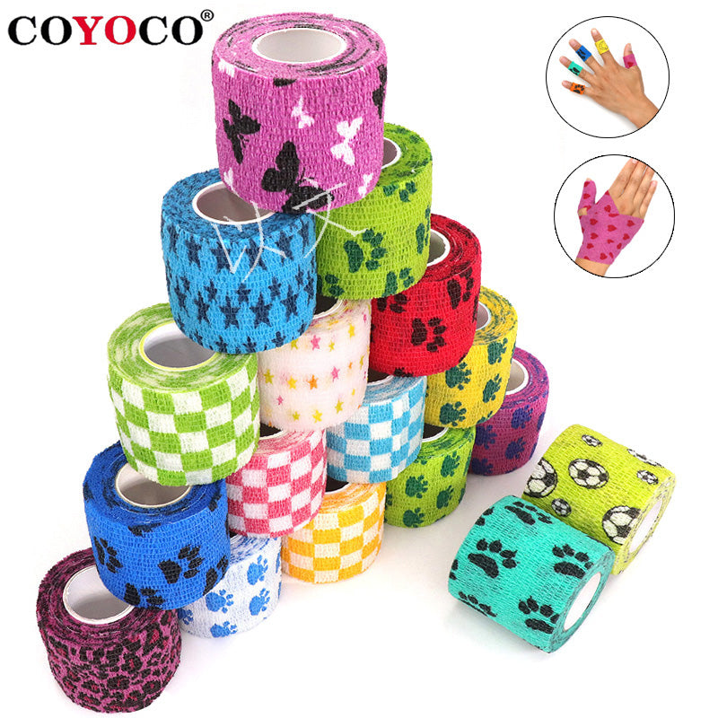 1 Pcs Printed Medical Self Adhesive Elastic Bandage 4.5m Colorful