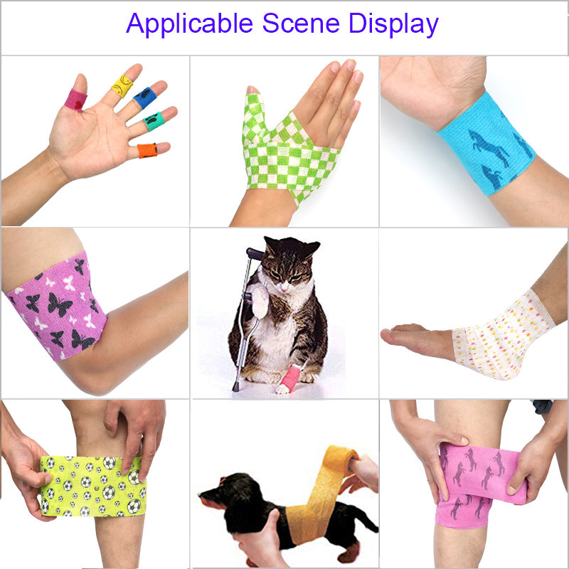 1 Pcs Printed Medical Self Adhesive Elastic Bandage 4.5m Colorful