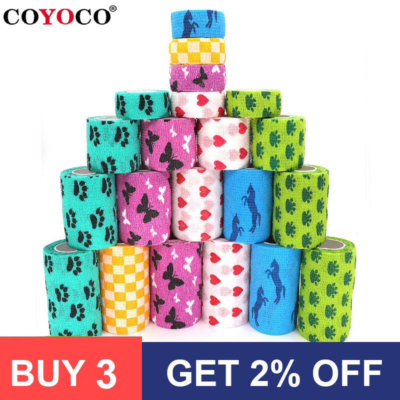 1 Pcs Printed Medical Self Adhesive Elastic Bandage 4.5m Colorful