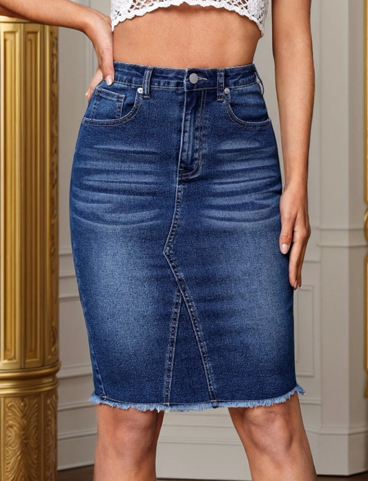 2024 Summer New Women's High Waist Slit Denim Skirt Fashion Sexy Slim