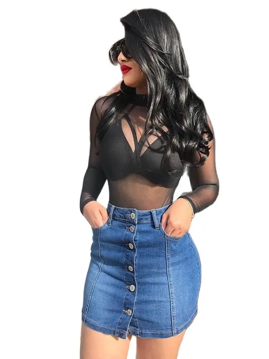 2025 New Women Summer Denim Skirt Fashion Sexy Buttocks Jeans Mini