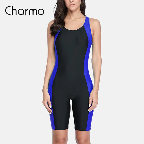 Charmo Women‘s One Piece Sports Swimwear Pro Sports Swimsuit Boyleg