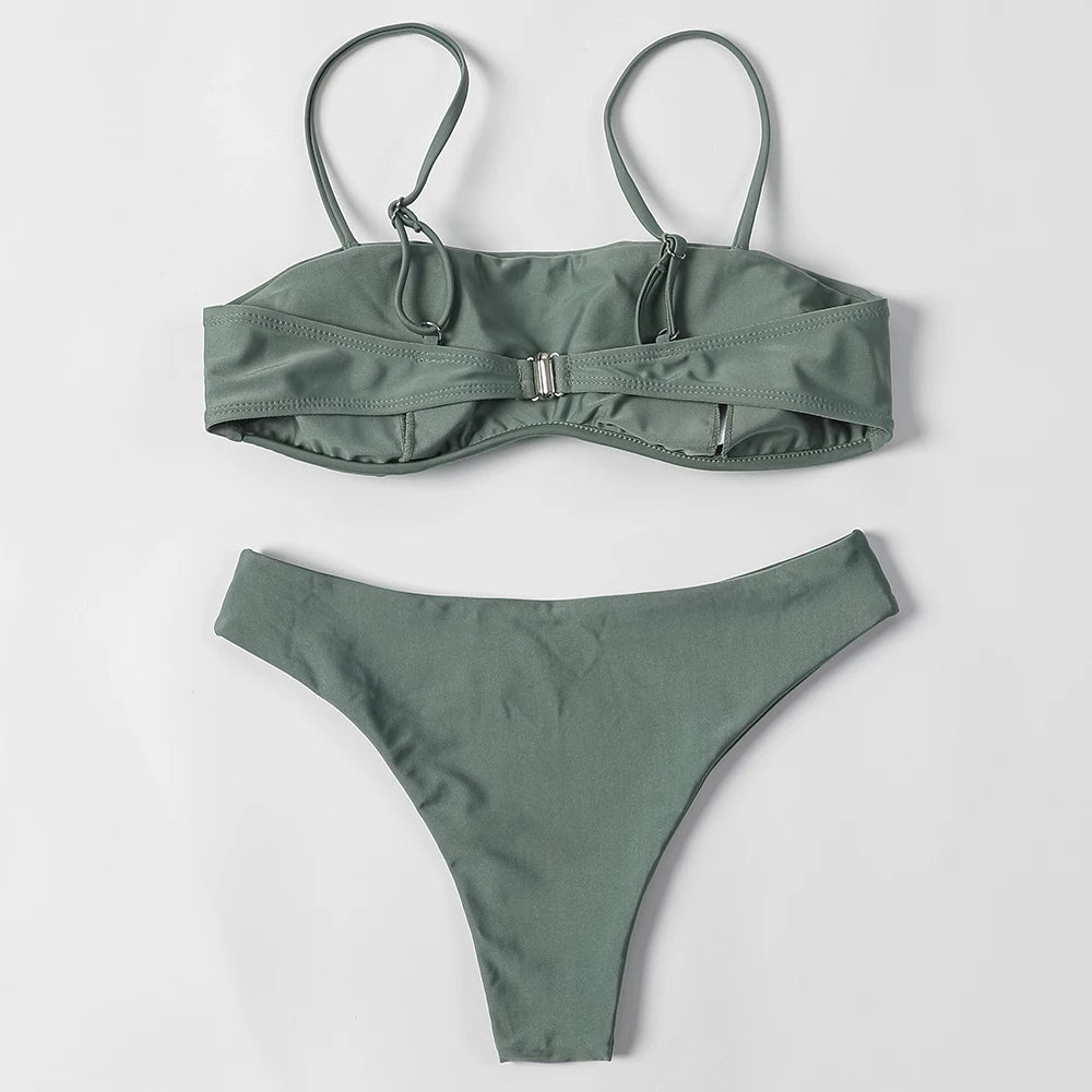 ZTVitality Solid Sexy Bikini 2022 New Arrival Padded Bra Mid Waist