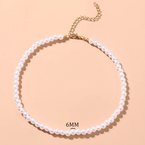 FNIO Pearl Chain Choker Necklace For Women Collar Goth Necklaces
