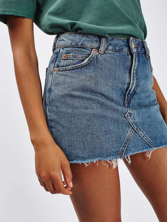 2021 New Women's Summer Denim Skirt Fashion Sexy Mini Skirt Star Same