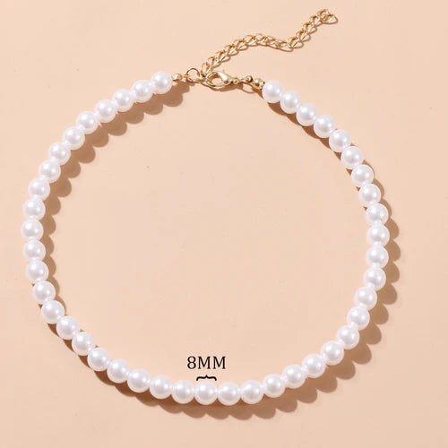 FNIO Pearl Chain Choker Necklace For Women Collar Goth Necklaces