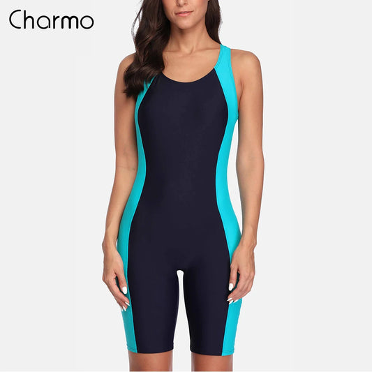 Charmo Women‘s One Piece Sports Swimwear Pro Sports Swimsuit Boyleg