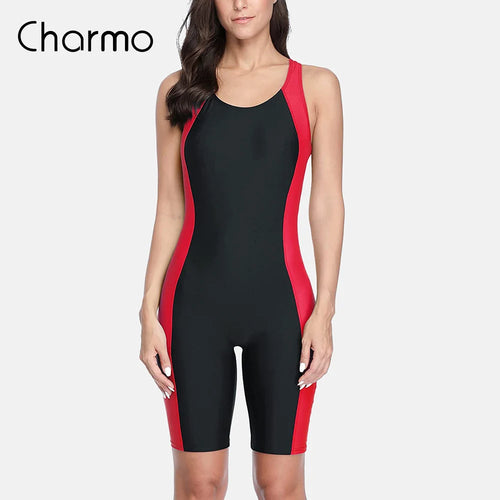 Charmo Women‘s One Piece Sports Swimwear Pro Sports Swimsuit Boyleg