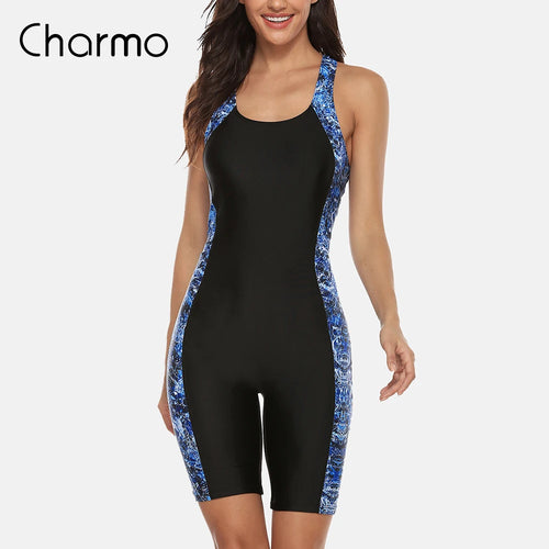 Charmo Women‘s One Piece Sports Swimwear Pro Sports Swimsuit Boyleg
