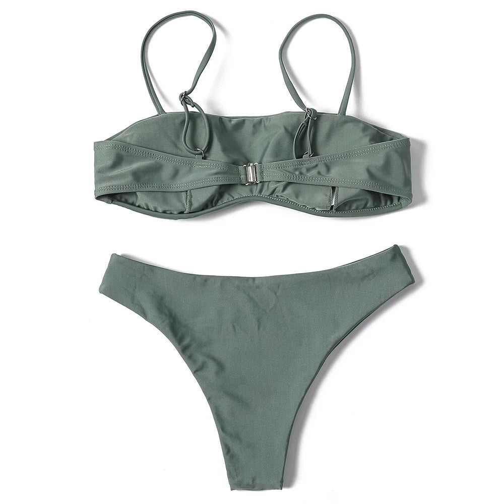 ZTVitality Solid Sexy Bikini 2022 New Arrival Padded Bra Mid Waist