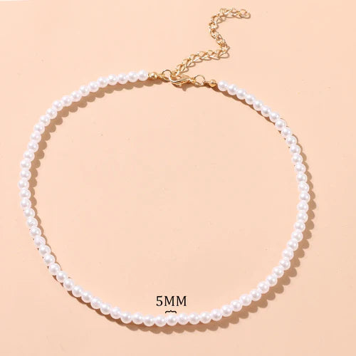 FNIO Pearl Chain Choker Necklace For Women Collar Goth Necklaces