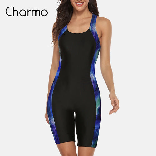 Charmo Women‘s One Piece Sports Swimwear Pro Sports Swimsuit Boyleg