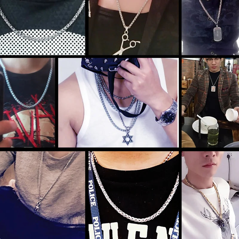 Beier 3mm/4mm/5mm/6mm Width 316L Stainless Steel Men Boy Wheat Link Necklace Chain Silver Color BN1006 ( 20-32 Inch )