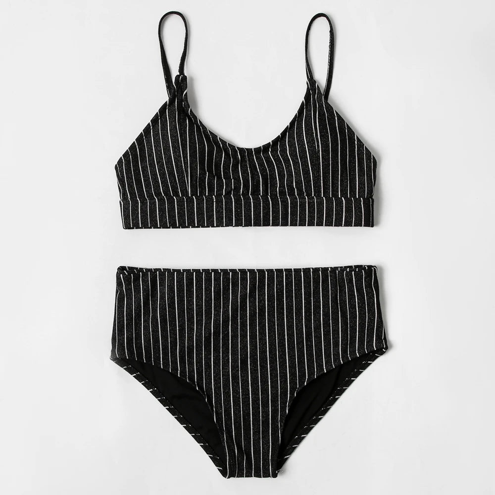 ZTVitality Shiny Striped Sexy Bikini 2022 New Arrival Straps Padded