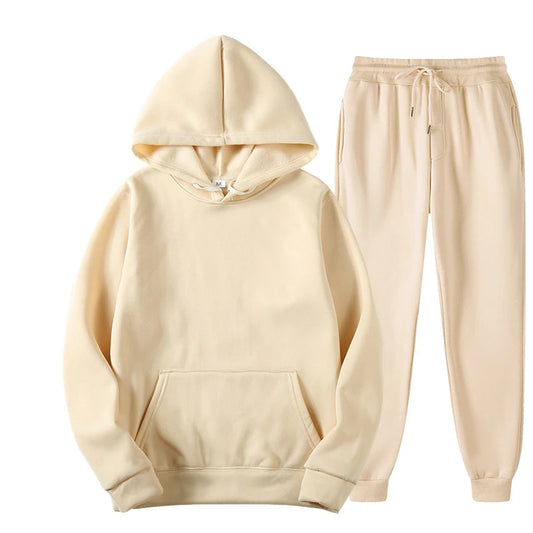New Men Women Tracksuit Hoodies Casual Solid Color Thick Pullover and