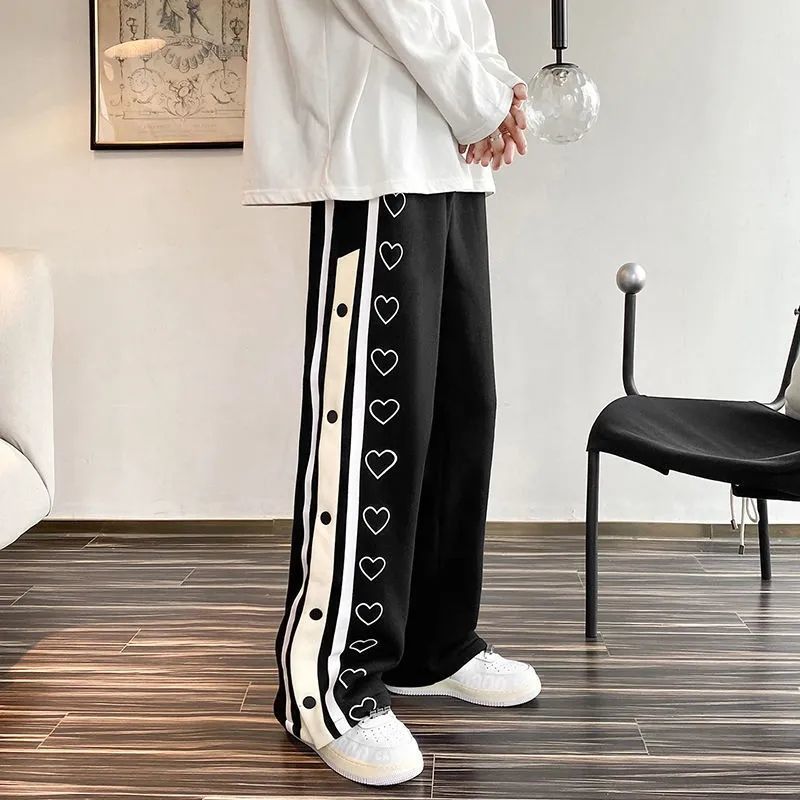Harajuku Wide Leg Oversize Pants Men Streetwear Clothes Side Split