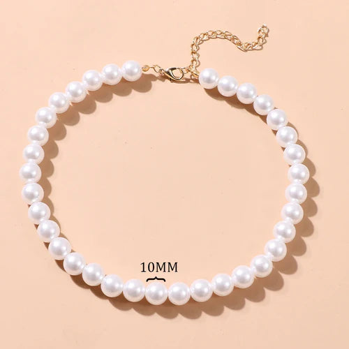 FNIO Pearl Chain Choker Necklace For Women Collar Goth Necklaces