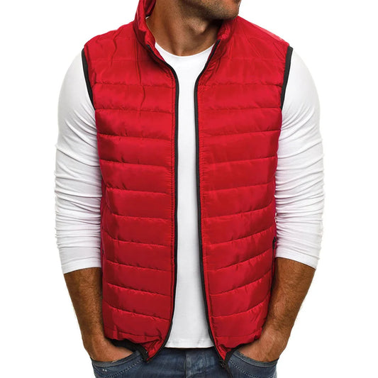 Aiwetin Men' Sleeveless Vest Jackets Winter Fashion Male Cotton-Padded