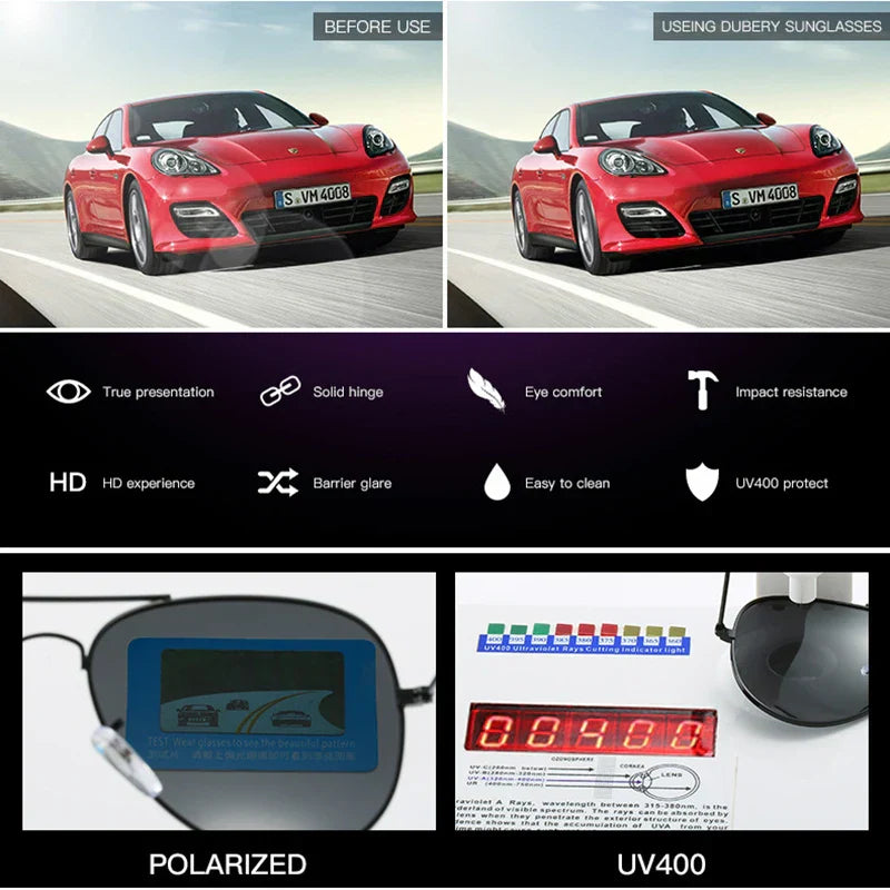 Classic Pilot Men Sunglasses Polarized Vintage Metal Ray Sun Glasses