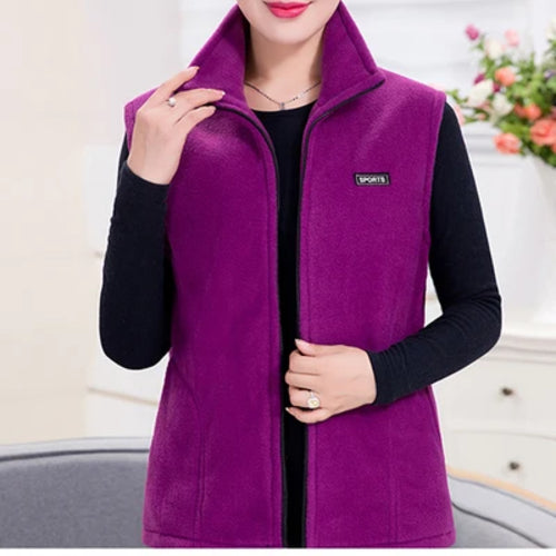 Plus Size Autumn Women Polar Fleece Fabric Vest Large Sleeveless
