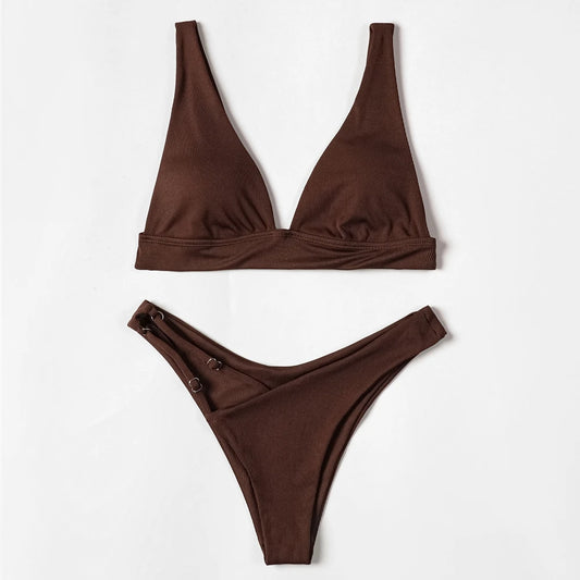 ZTVitality Sexy Brown Bikini Set 2022 New Arrival Padded High Cut