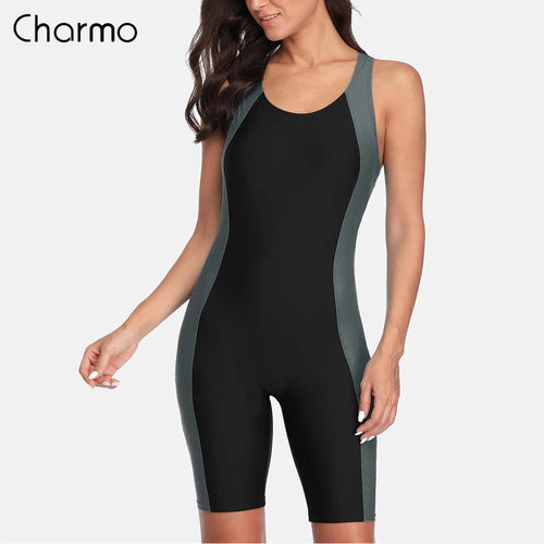 Charmo Women‘s One Piece Sports Swimwear Pro Sports Swimsuit Boyleg