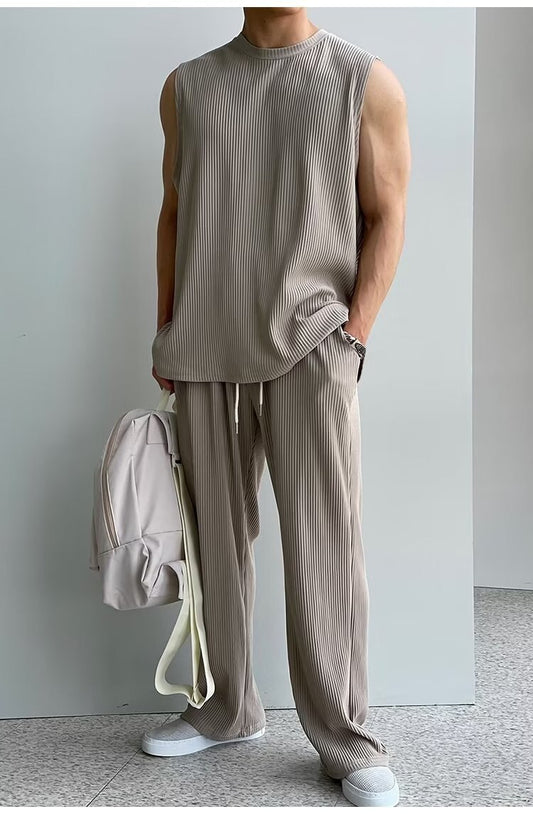 Ice Silk Men's Summer Ruffian Tracksuits Handsome Fashion Vest