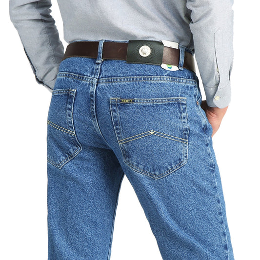 Men Business Jeans Classic Spring Autumn Male Cotton Straight Stretch