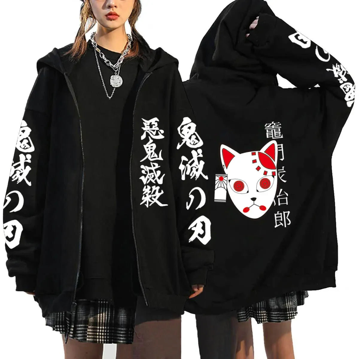 Demon Slayer Zipper Hoodie Roupas Masculinas Women Men Anime Oversized Hoodies Coat Top Femme Full Zip Sweatshirts Jackets